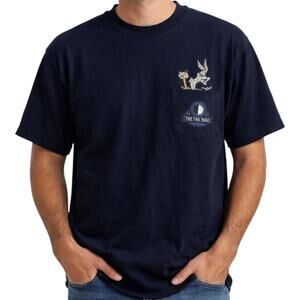 Vintage Warner Bros Studio Looney Tunes Bugs Bunny Pocket Tee '99 Black Cotton L